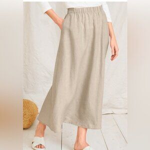 NWT Eileen Fisher Linen Gathered Maxi Skirt - Medium - Natural